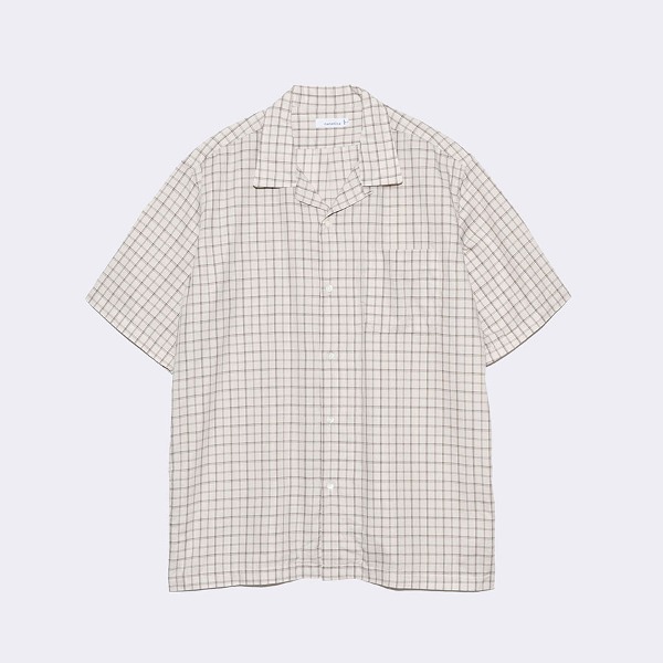 [나나미카 ] NANAMICA _ Open Collar Panama Plaid S/S Shirt  BEIGE [4월말 입고예정]