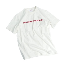 [유룩나이스투데이] YOU LOOK NICE TODAY_ 로고 코튼 티셔츠 화이트 Logo Cotton T-Shirts (Loose fit)  Off White (RESTOCK)